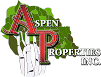 A green background with the words aspen properties inc.