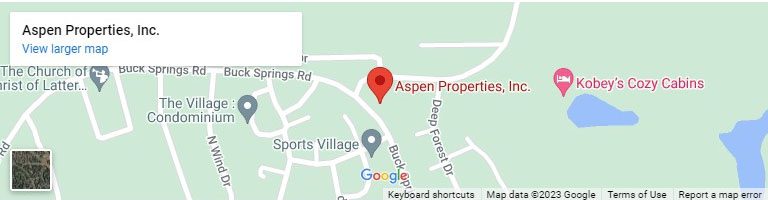 A map of aspen property with the location of the shop.